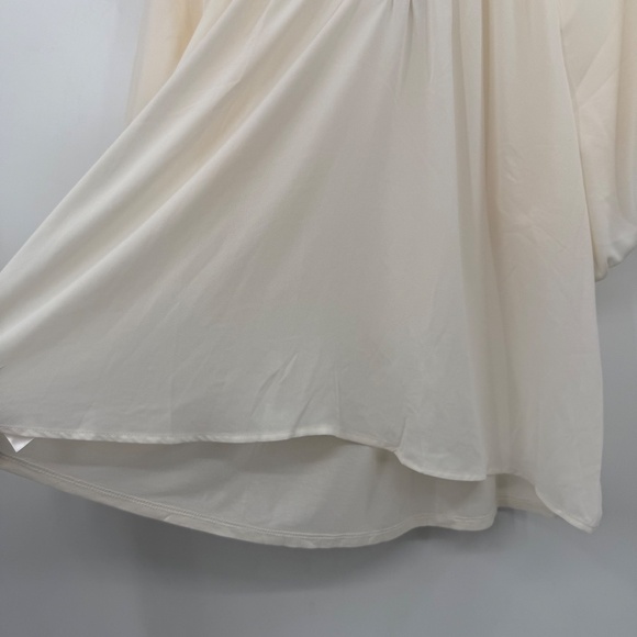 Loft Top Women XXL NEW Ivory Short Sleeve Sheer V Neck Office Neutral Peasant - Picture 5 of 12